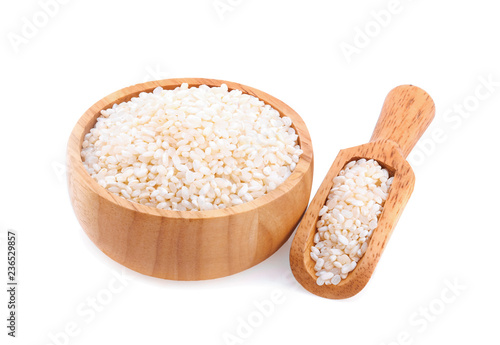 Arborio rice isolated on a white background photo