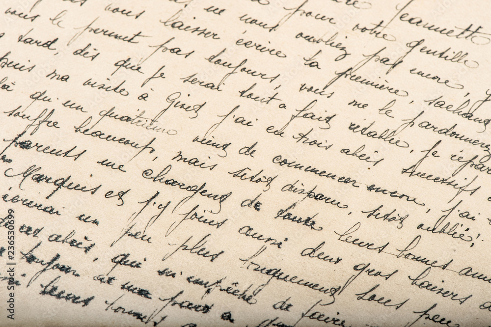 Old unreadable handwritten text paper texture background