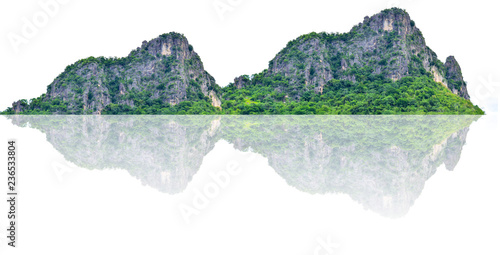 Mountain, isolated island on a white background with a trail