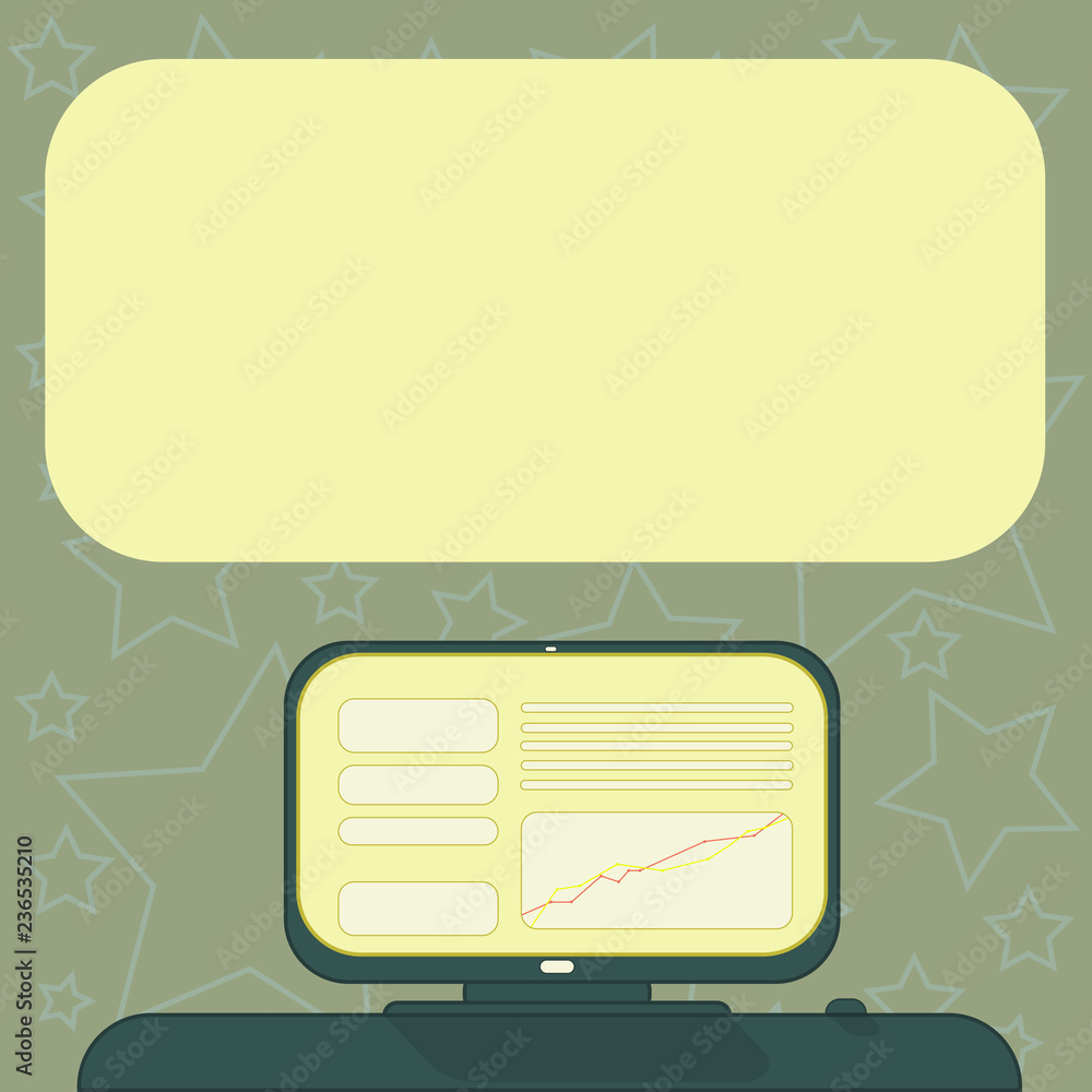 Business Empty template for Layout for invitation greeting card promotion poster voucher. Mounted Computer Screen with Line Graph on Desk Blank Color Text Box Business Empty template for Layout for invitation greeting card promotion poster voucher. Mounted Computer Screen with Line Graph on Desk Blank Color Text Box