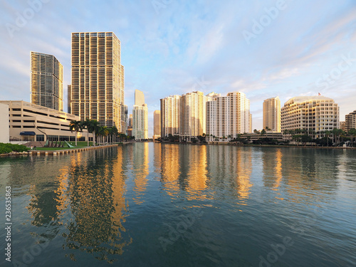 Miami, Florida 11-24-2018 Buildings of the City of Miami and Brickell Key, Florida, in early morning light. © Francisco