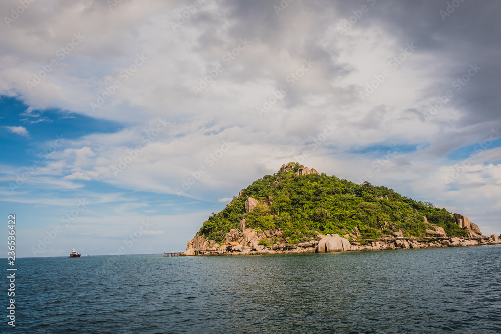 Fototapeta premium Sea landscape with island and the cloudy sky at koh Tao in Suratthani province Thailand
