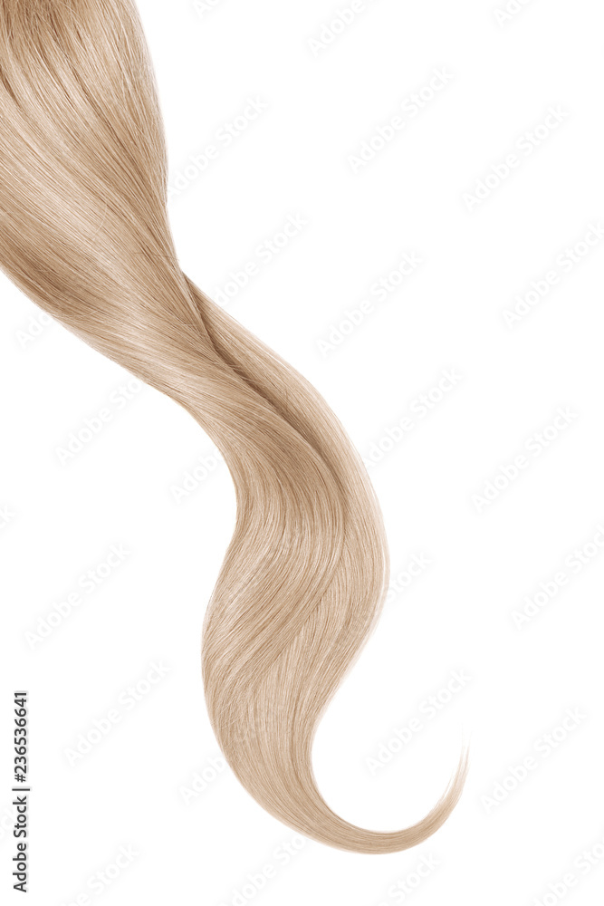 Blond hair, isolated on white background. Long wavy ponytail Blond hair, isolated on white background. Long wavy ponytail
