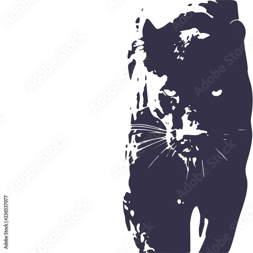 Panther walking from dark. vector Logo design, on black background image