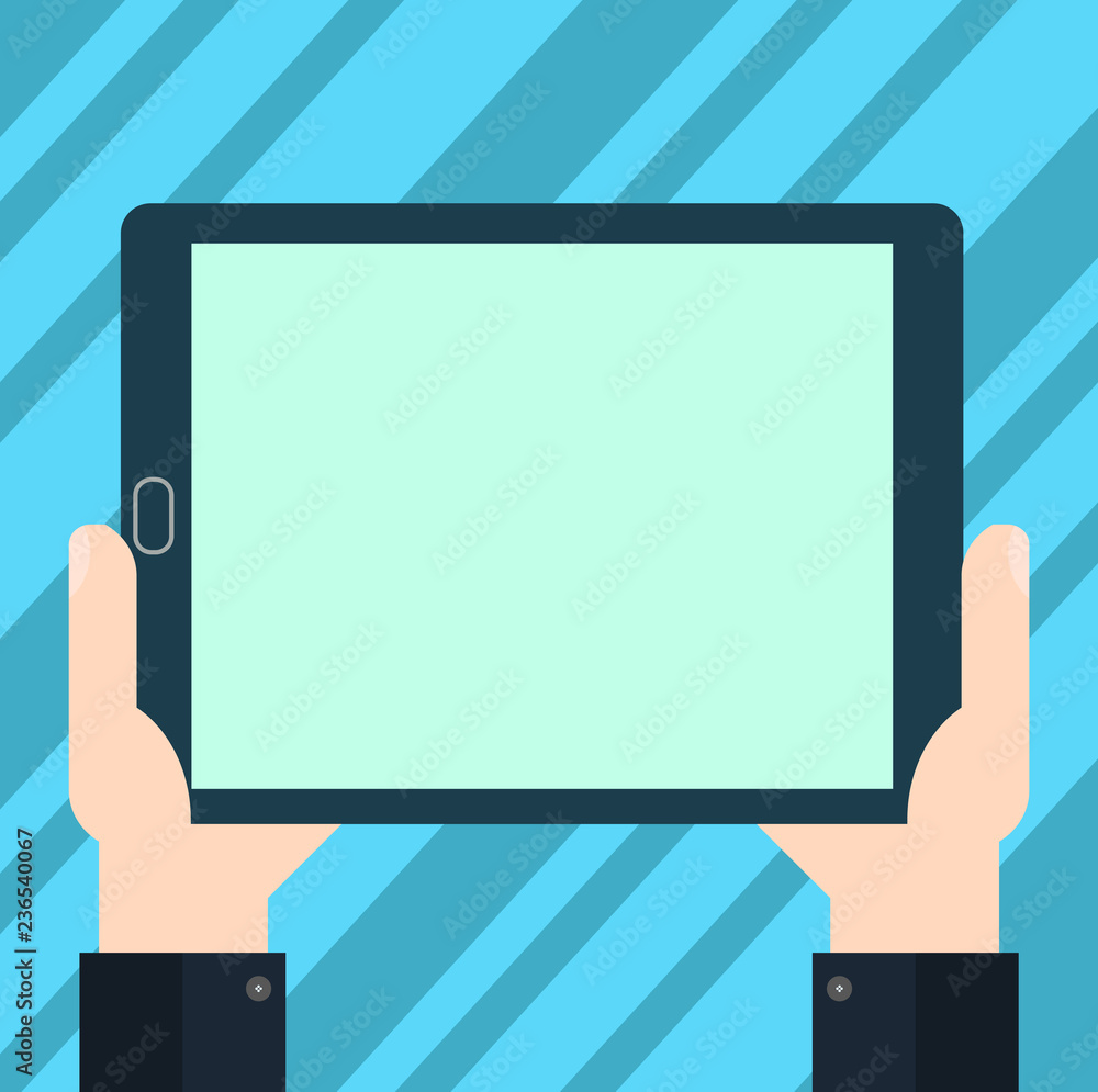 Business Empty template for Layout for invitation greeting card promotion poster voucher. Hu analysis Hand Holding Blank Screen Tablet Smartphone Display Unit Vector Business Empty template for Layout for invitation greeting card promotion poster voucher. Hu analysis Hand Holding Blank Screen Tablet Smartphone Display Unit Vector