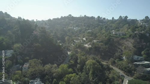 Beautiful aerial footage from a peaceful morning in the Hollywood Hills. photo