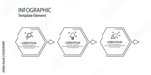thin line hexagon arrow infographic template element