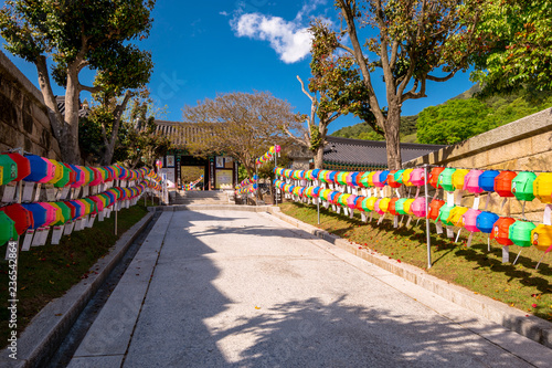 Landscape of Hwaeomsa Temple, An ancient Korean Buddhist temple in Jirisan National Park.