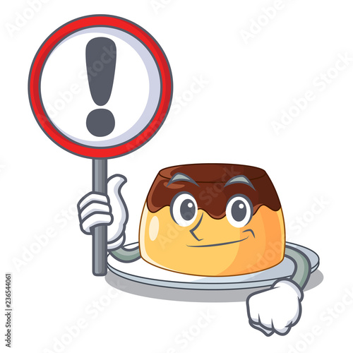 With sign delicious chocolate pudding with on cartoon