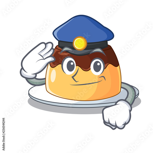 Police delicious chocolate pudding with on cartoon