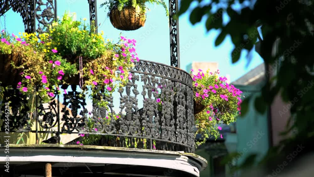 View of the French Quarter an ornate fashionable architectural part of Downtown New Orleans famous for tourists Louisiana USA