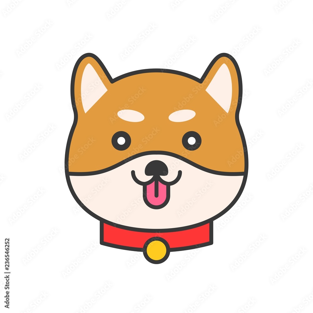 Fototapeta premium shiba inu emoticon vector, filled outline design