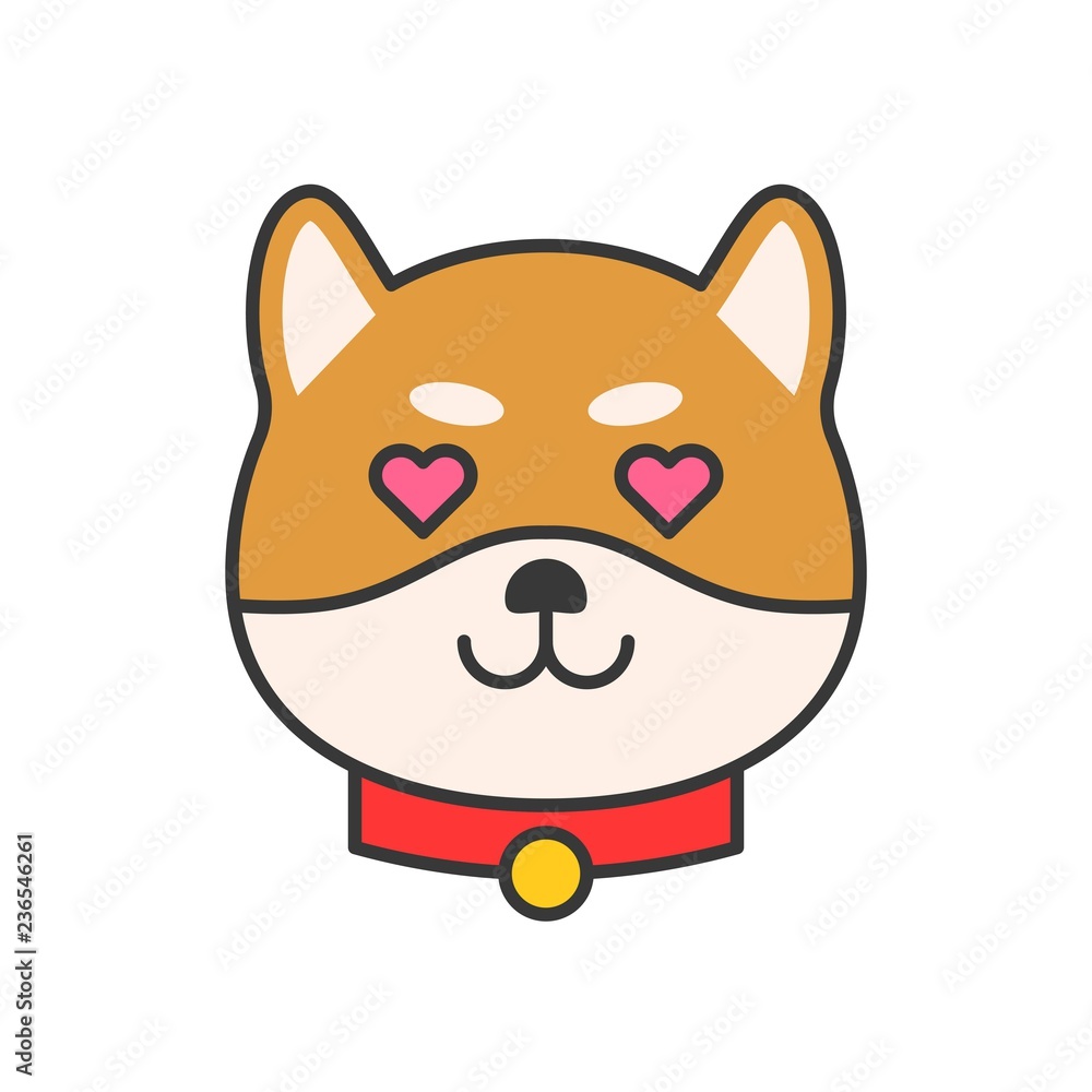 shiba inu emoticon vector, filled outline design shiba inu emoticon vector, filled outline design
