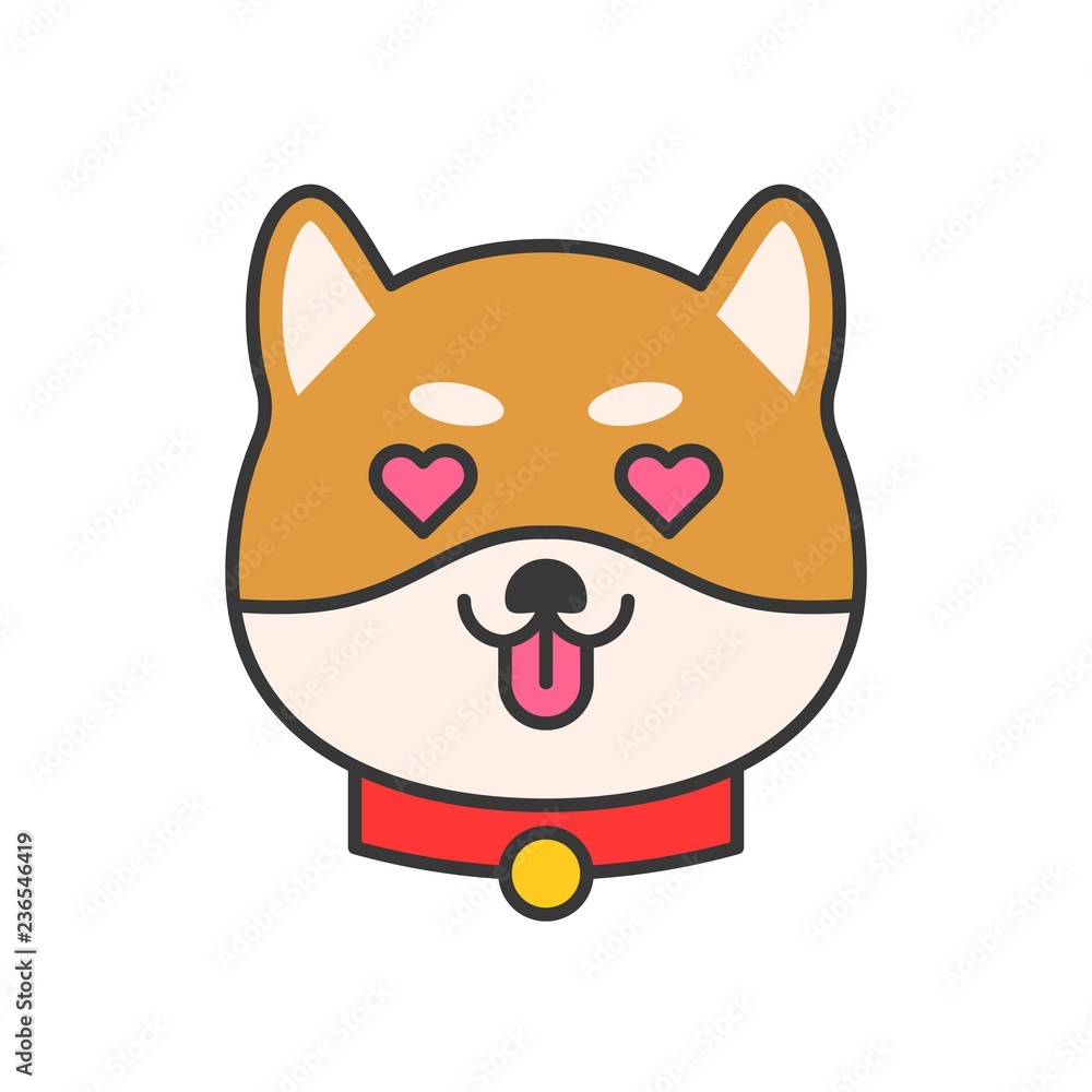 shiba inu emoticon vector, filled outline design shiba inu emoticon vector, filled outline design