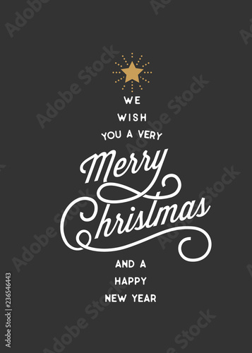 Merry Christmas Typography Card Tree