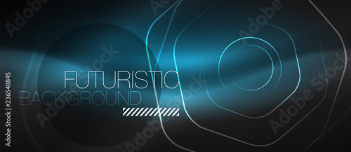 Black and glowing color lines neon design, magin techno template background