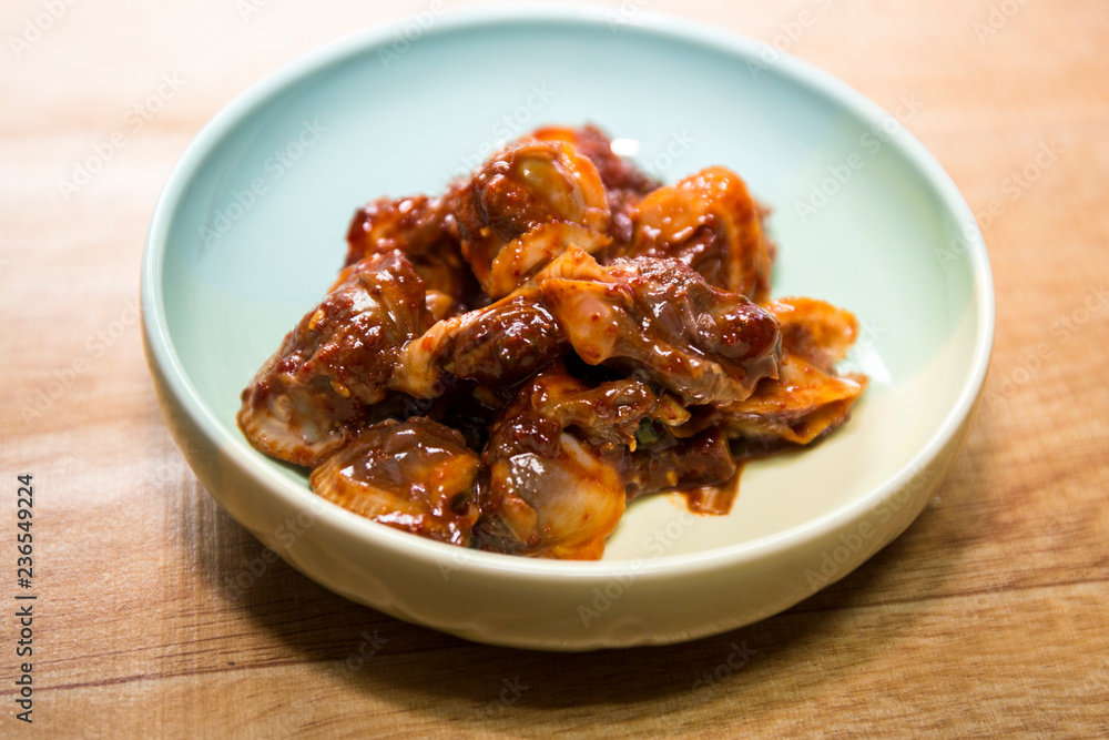 Kkomagmuchim, Blood cockles shell seasoned gochujang Kkomagmuchim, Blood cockles shell seasoned gochujang