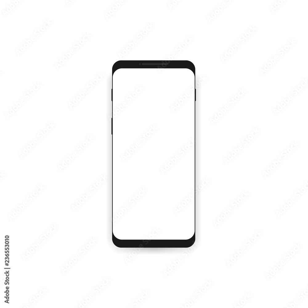 Smartphone mockup with white blank screen. Smartphone mockup with white blank screen.