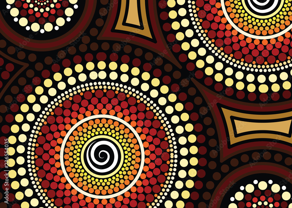 Aboriginal dot art vector background. Stock Vector | Adobe Stock