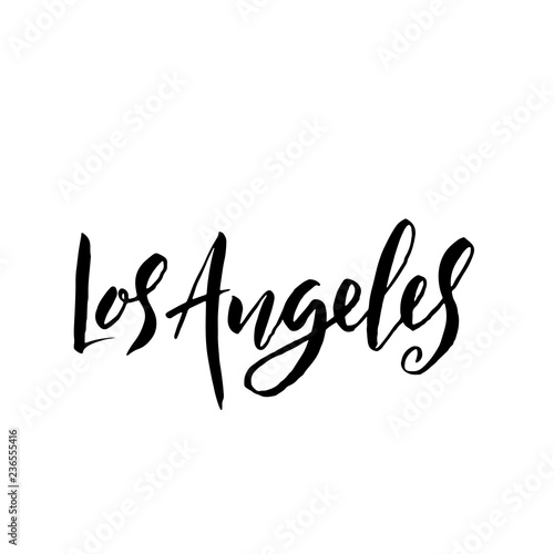 Los Angeles  USA. Typography dry brush lettering design. Hand drawn calligraphy poster. Vector illustration