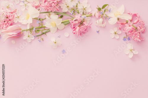 beautiful spring flowers on paper background © Maya Kruchancova