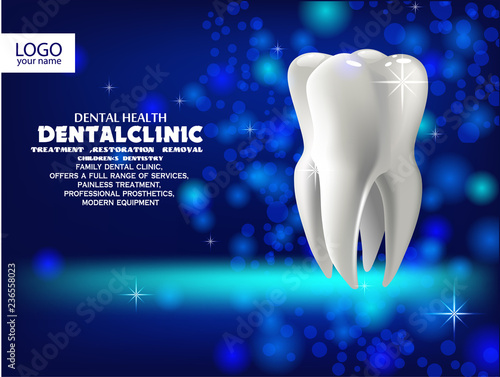 banner stomatology dental tooth design 3D vector