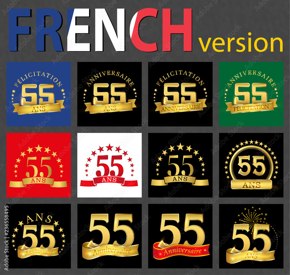 French set of number 55 templates