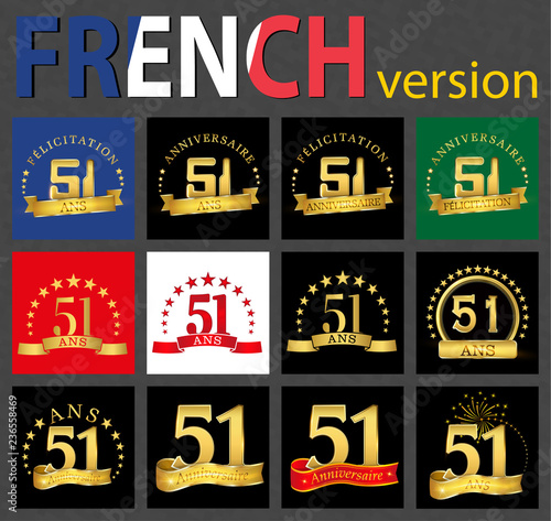 French set of number 51 templates