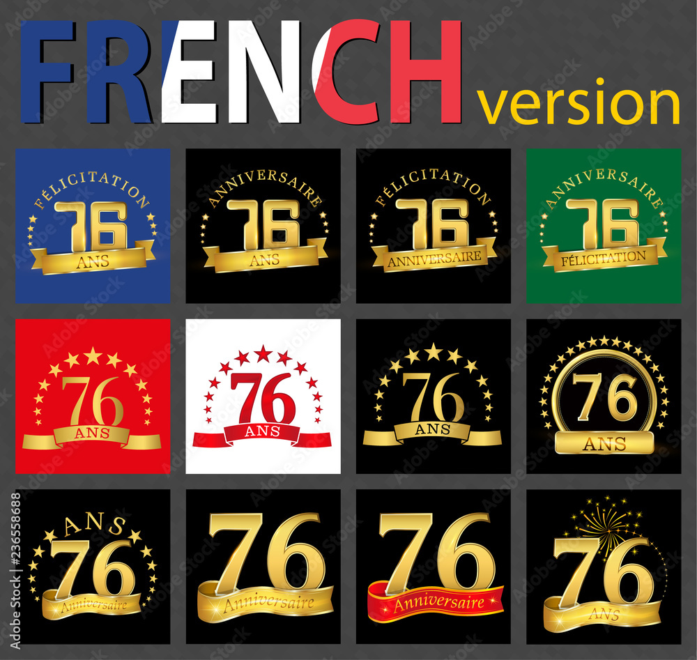 Naklejka premium French set of number 76 templates