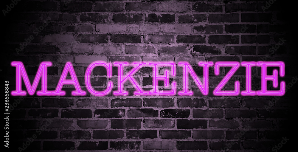 Obraz premium first name Mackenzie in pink neon on brick wall