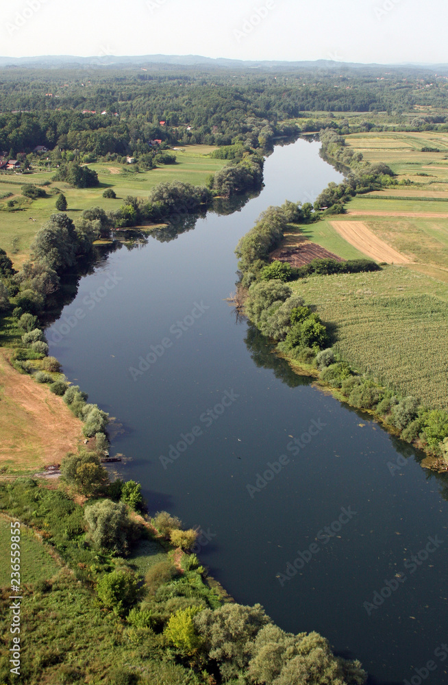 Beautiful landscape of river Kupa in Sisljavic, Croatia