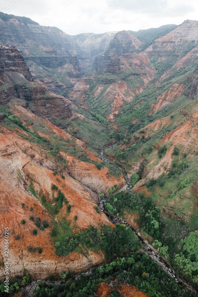 Waimea Canyon views from helicopter Waimea Canyon views from helicopter