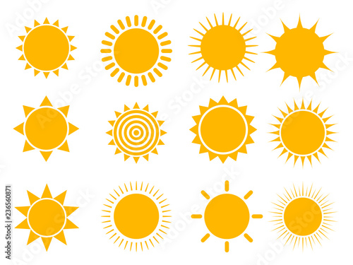 Sun icon set, vector illustration