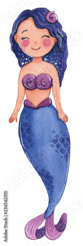 Cute watercolor mermaid photo