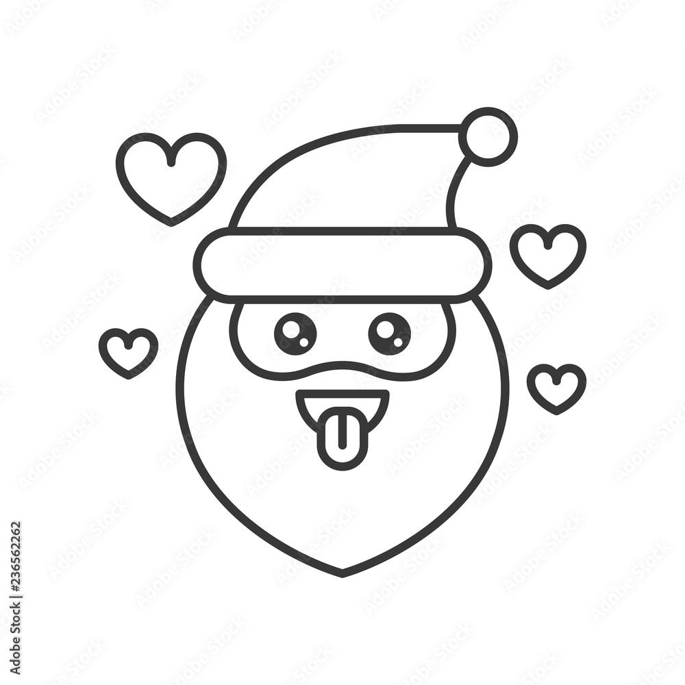 Cute Santa Claus emoticon vector, line design Cute Santa Claus emoticon vector, line design