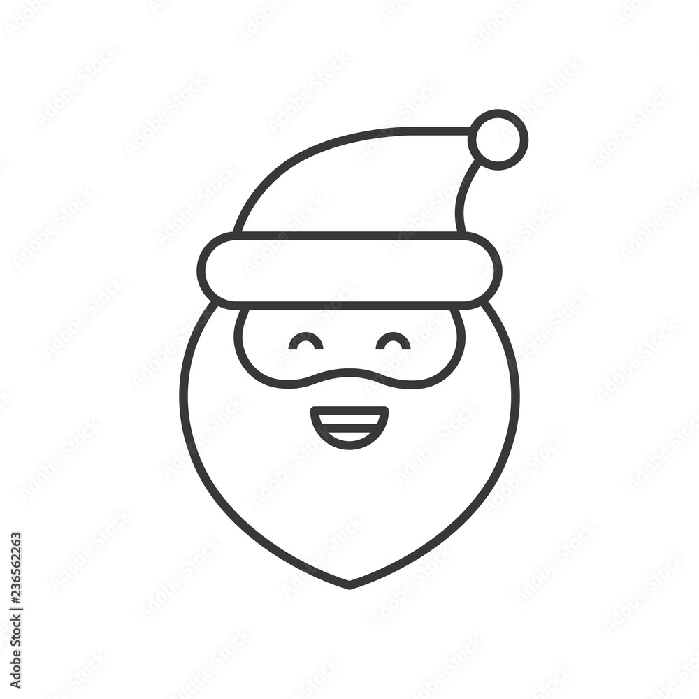 Cute Santa Claus emoticon vector, line design
