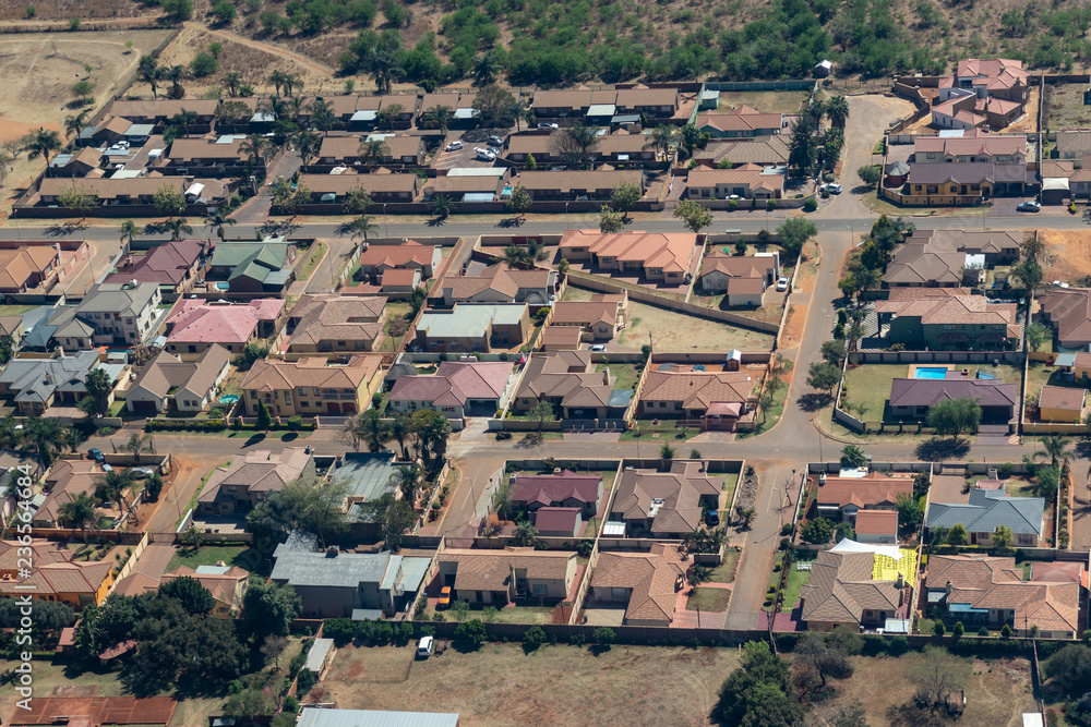 Aerial view of Pretoria suburb in South Africa