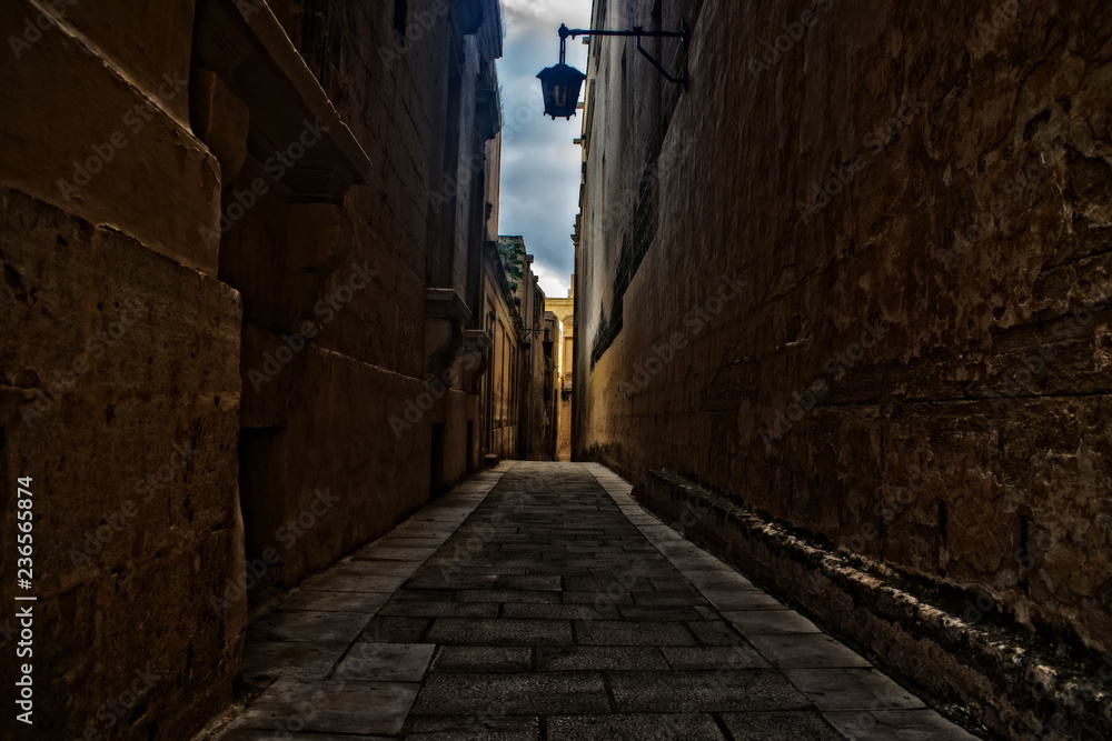 Narrow Alley in the Old Town of Mdina, Malta