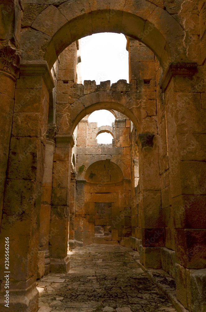 ruins of East Church in Alahan Monastery in the mountains of Isauria  Mut, Mersin province, Turkey