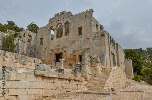 ruins of East Church in Alahan Monastery in the mountains of Isauria Mut, Mersin province, Turkey