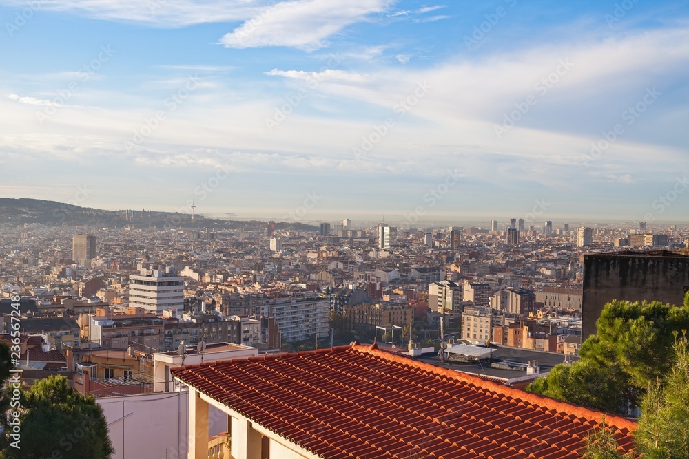 Morning panorama of Barcelona