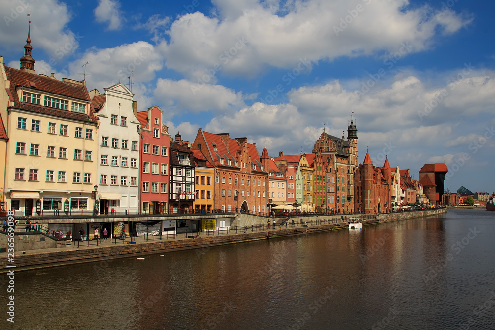Fototapeta premium Panoramic view of Motlawa river waters. Gdansk. Poland