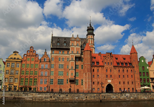 Panoramic view of Motlawa river waters. Gdansk. Poland