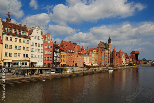 Panoramic view of Motlawa river waters. Gdansk. Poland
