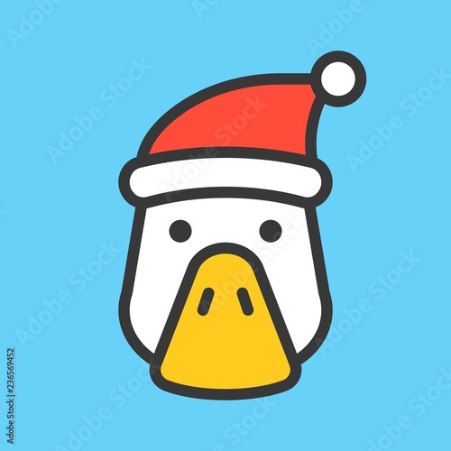 Duck face with Santa hat, filled style icon