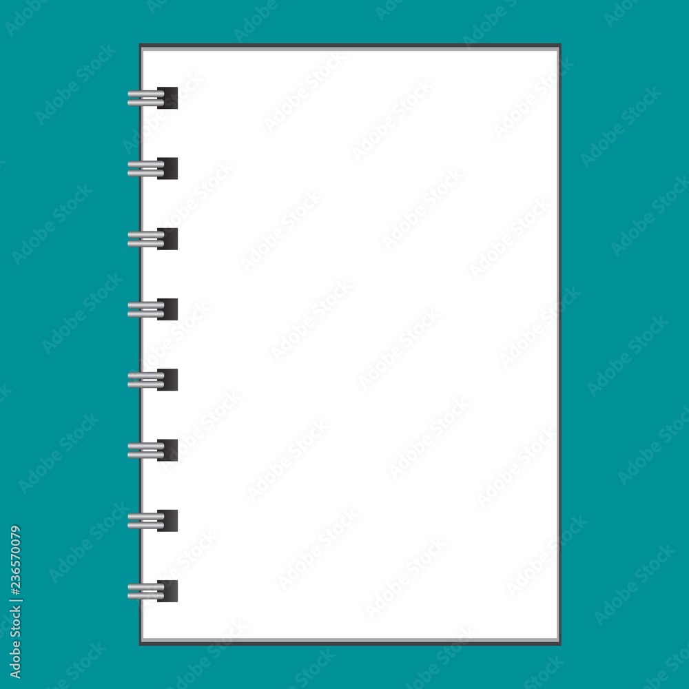 Vector template of notebook or sketchbook on a blue background