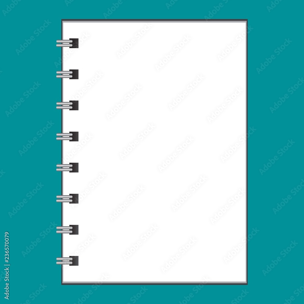 Vector template of notebook or sketchbook on a blue background Vector template of notebook or sketchbook on a blue background