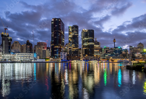 Barangaroo and Sydney City under dawn clouds photo