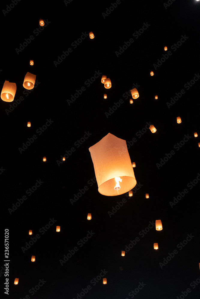 Chiang Mai Thailand white lantern to release in the sky during Loi