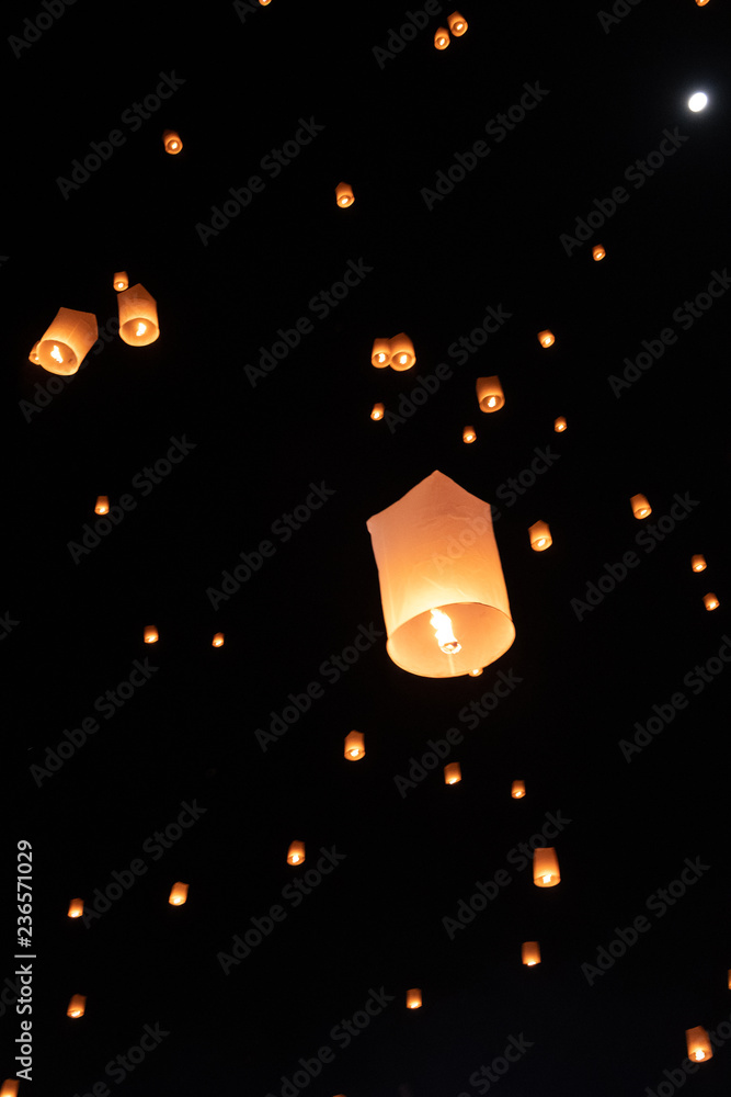 Chiang Mai Thailand white lantern to release in the sky during Loi